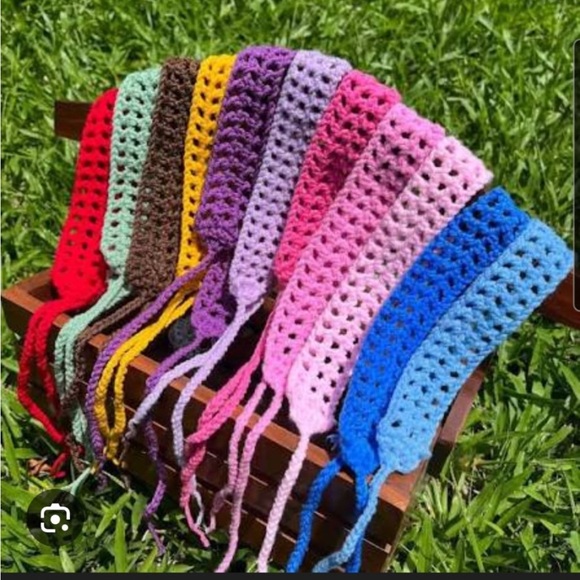 🌸 #4063.  Multicolor Crochet Mesh Hairband - Picture 3 of 9